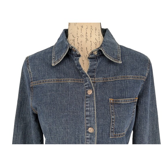 Old Navy Denim Dress 10 Blue Cotton Poly Stretch Casual Western - Picture 6 of 11